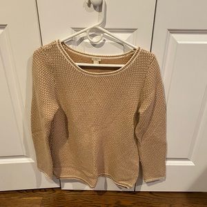 Camel and white knit J Crew sweater
